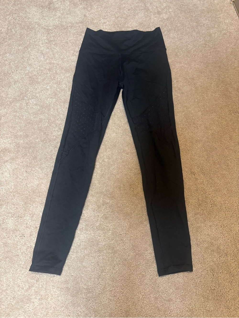 aerie Black High-Rise Jeggings with Mesh Detail